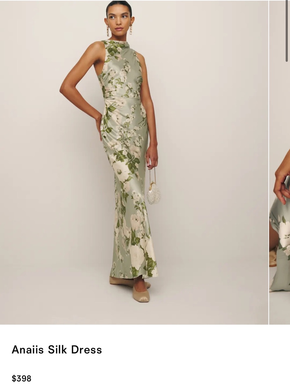 Reformation Silk High-Neck Floral Maxi Dress - Sage Green - Picture 3 of 5